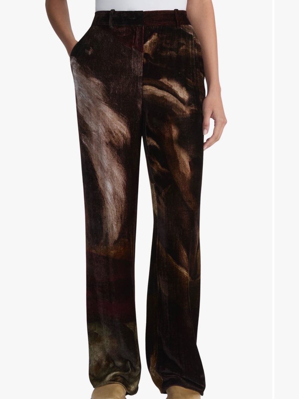 Lafayette 148 New York x Save Venice Gates High Waist Velvet Straight Leg Pants